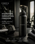 Black Magnetic Water Bottle 1L- Phone Holder Gym Bottle, Insulated Stainless Steel