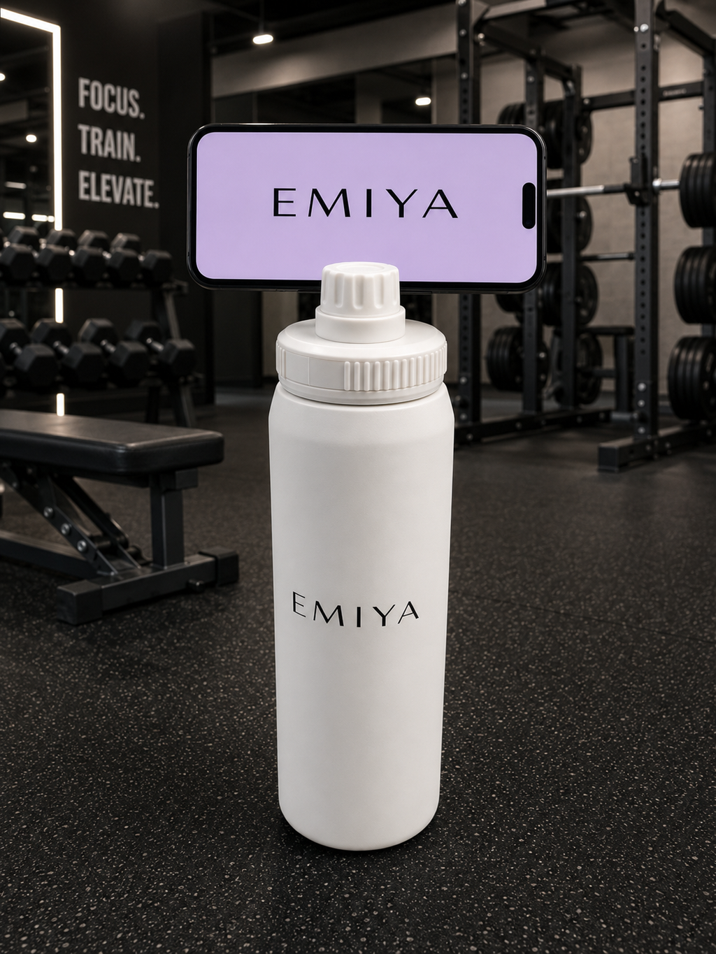 White Magnetic Water Bottle 1L- Phone Holder Gym Bottle, Insulated Stainless Steel