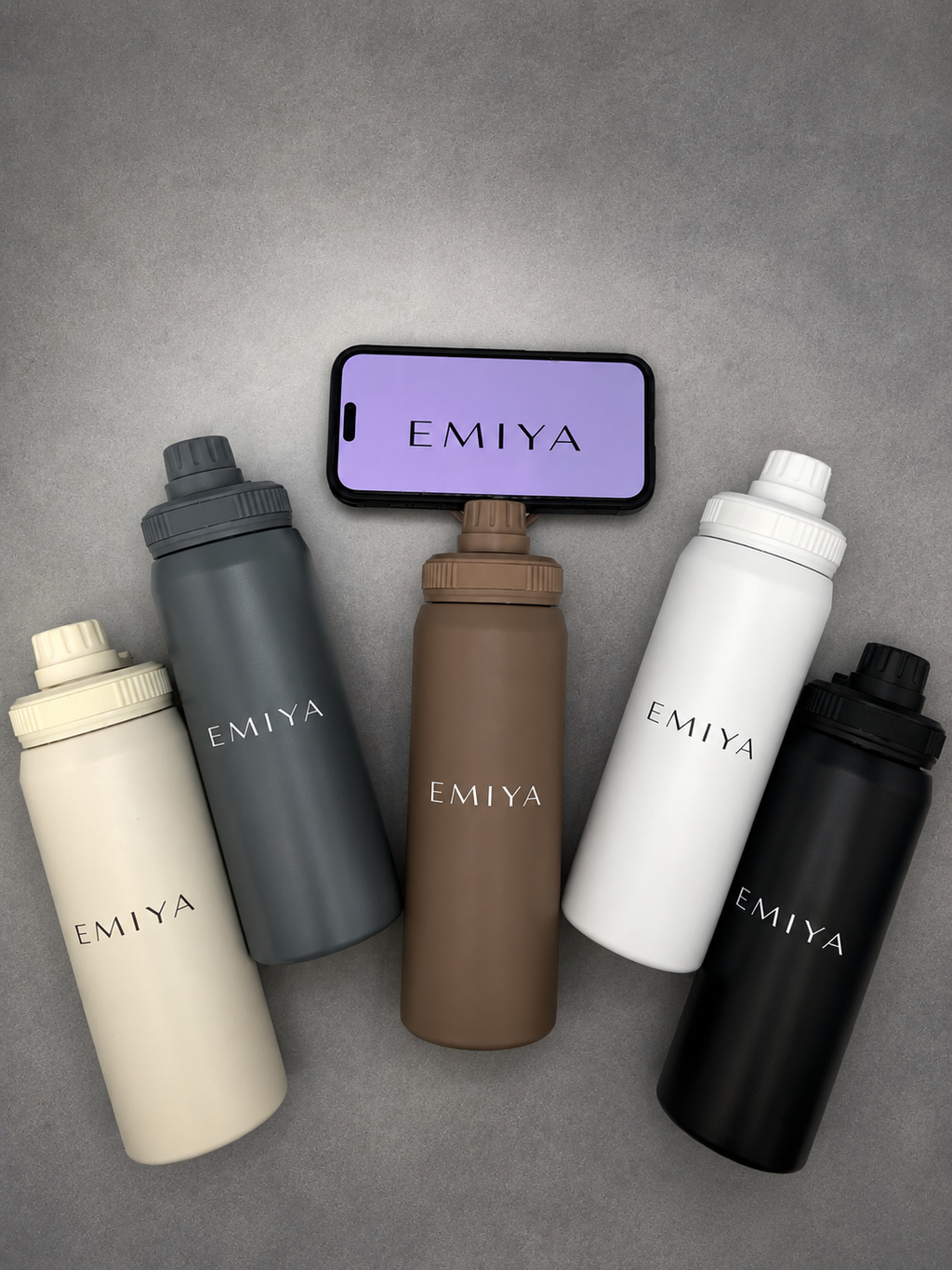 Brown Magnetic Water Bottle 1L- Phone Holder Gym Bottle, Insulated Stainless Steel